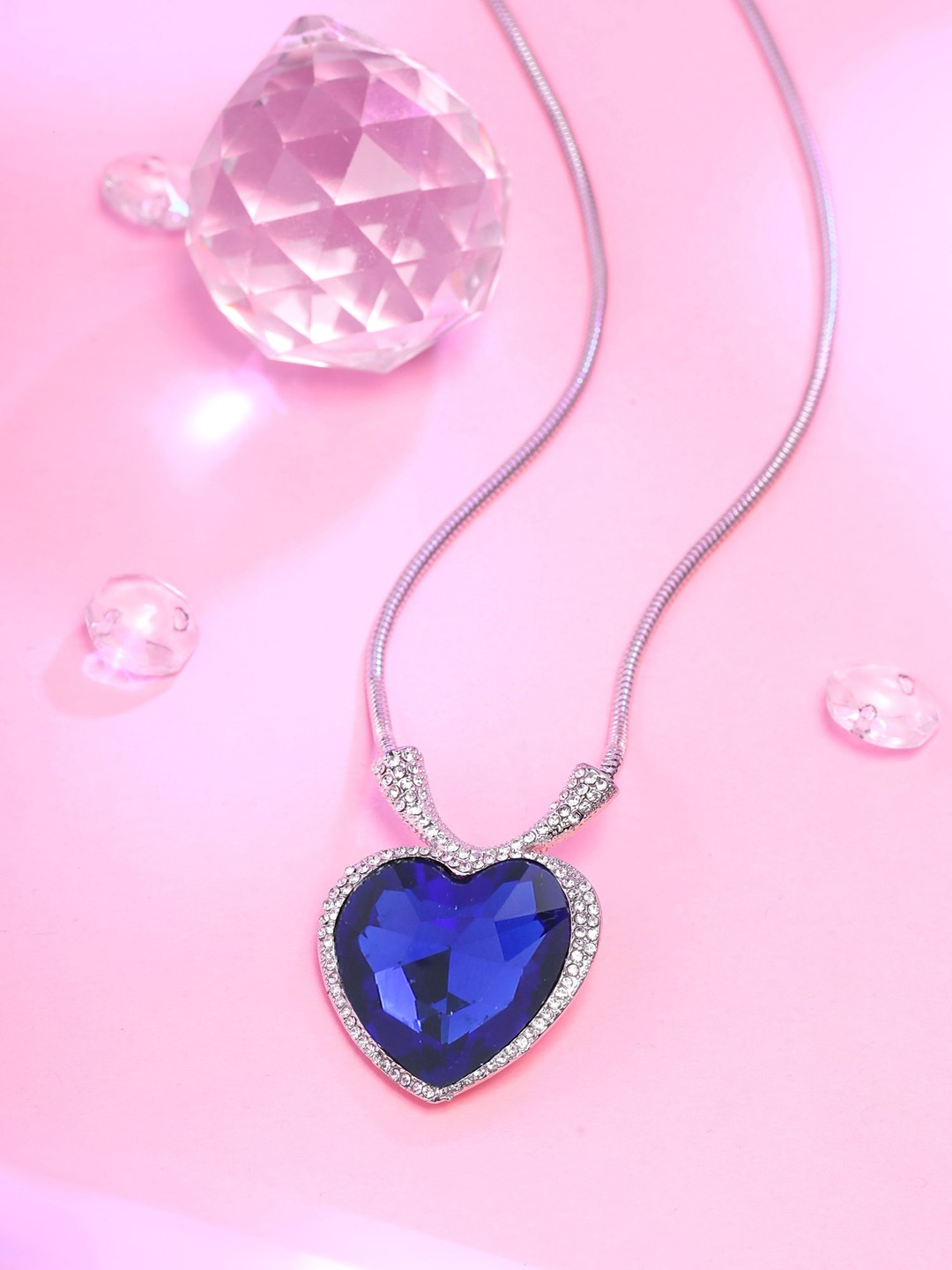 

Yellow Chimes Silver-Plated Stone-Studded Pendant With Chain