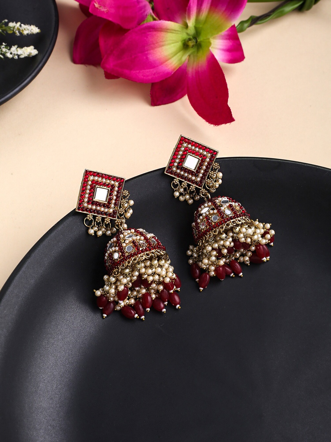 

Yellow Chimes Gold-Plated Contemporary Jhumkas Earrings