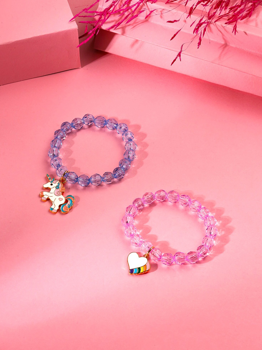 

Melbees by Yellow Chimes Girls Set Of 2 Beaded Elasticated Bracelet, Gold