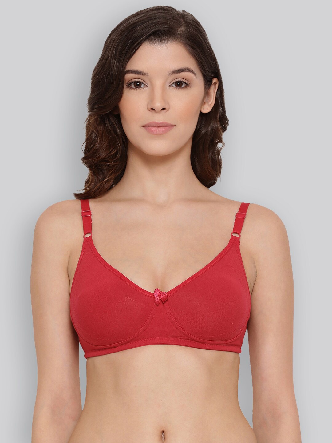 

LYRA Combed Cotton Seamless Moulded Encircled Bra, Red