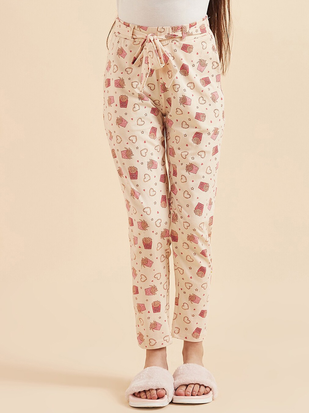 

Sweet Dreams Girls Beige Printed Lounge Pants