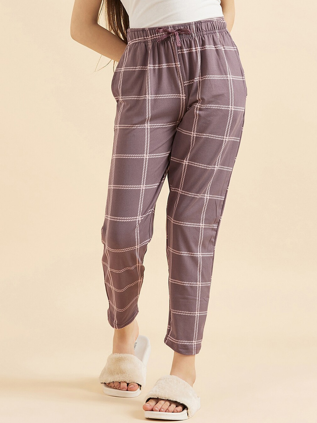 

Sweet Dreams Girls Mauve Checked Lounge Pants