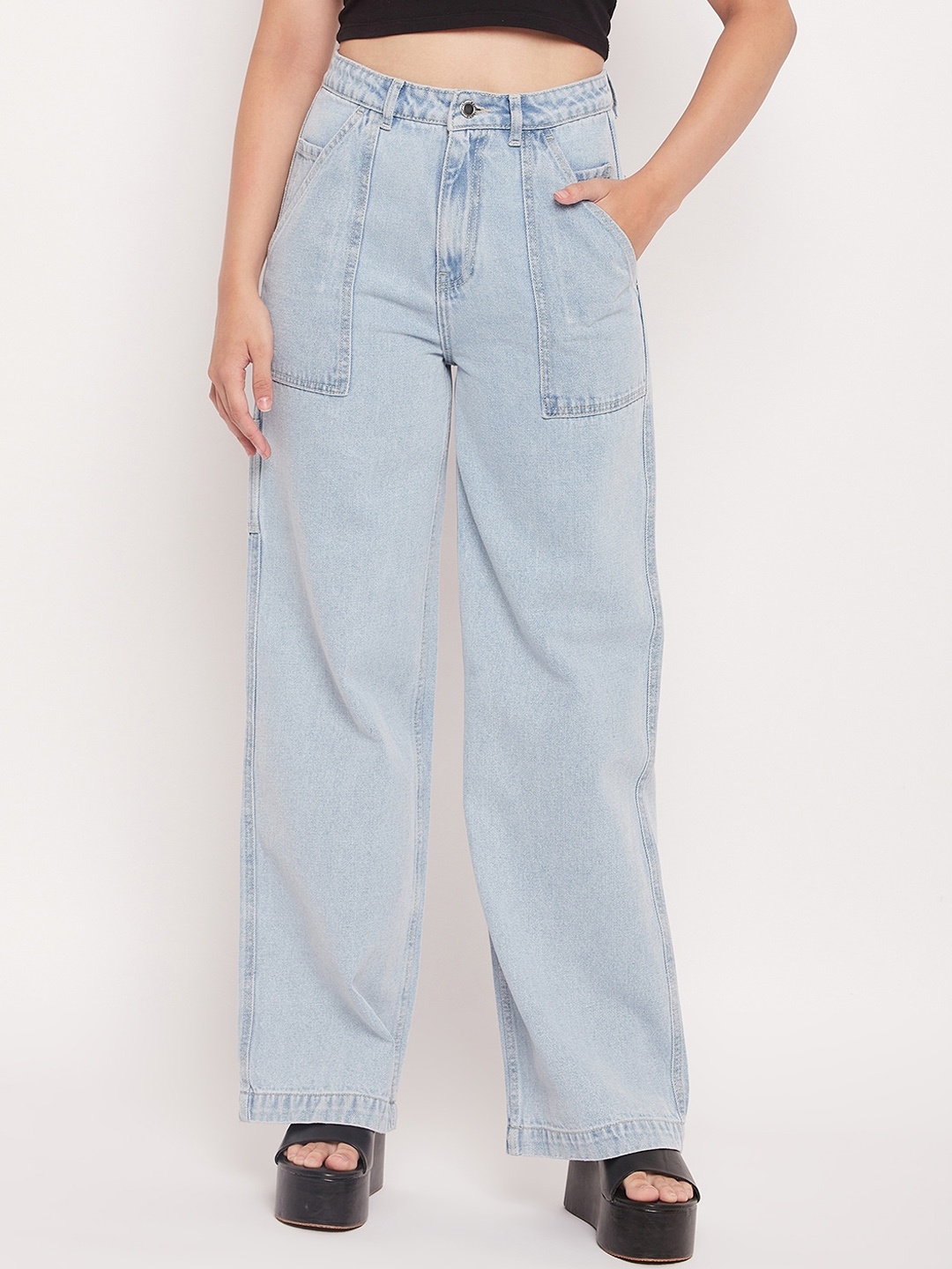 

Madame Women Clean Look High Rise Cotton Jeans, Blue