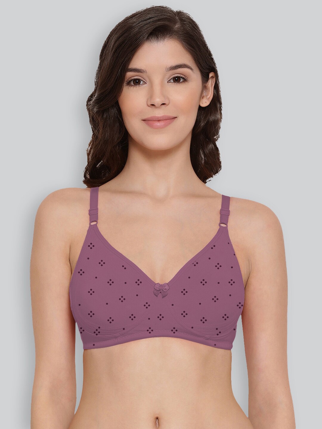 

LYRA Printed Combed Cotton Seamless Moulded Encircled Bra, Burgundy