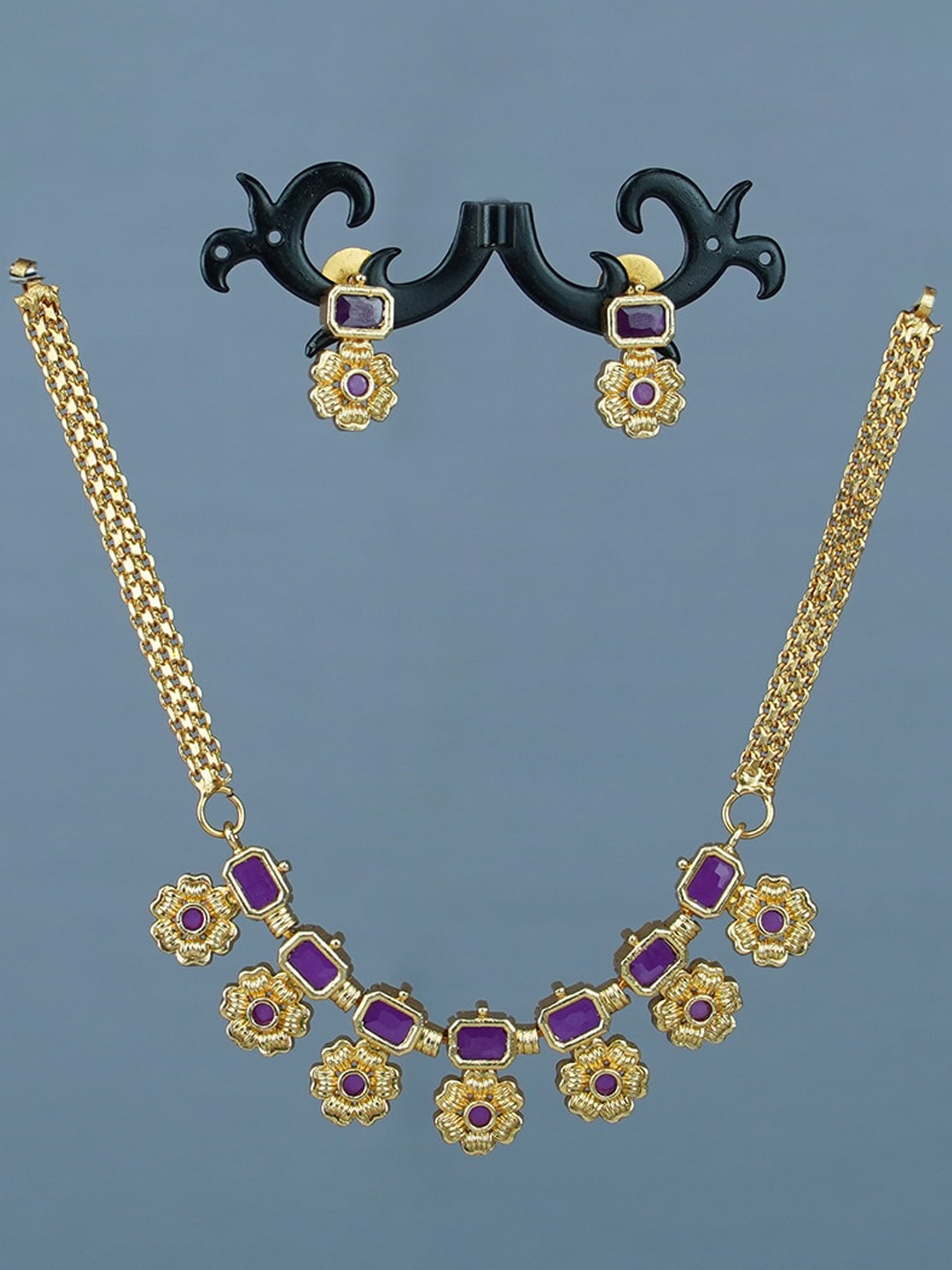 

Diksha Collection Gold-Plated Stone-Studded Jewellery Set