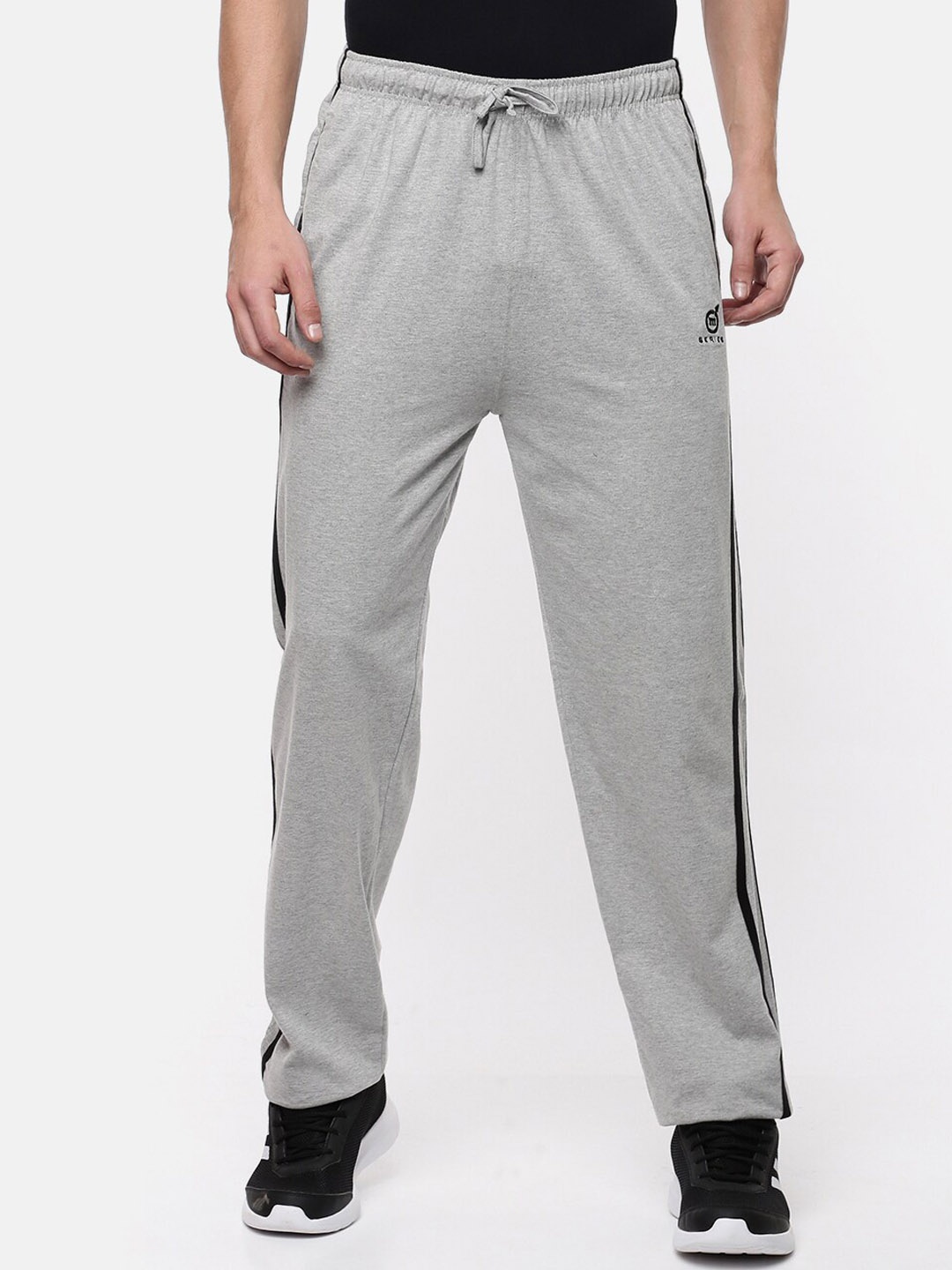 

Macroman M-Series Men Mid Rise Pure Cotton Sports Track Pants, Grey melange