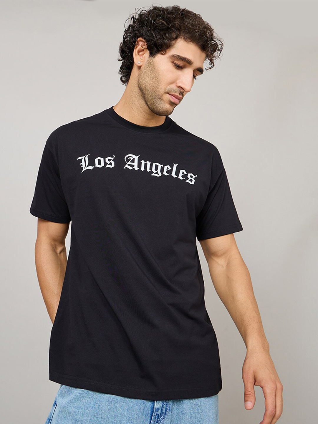 

Styli Men Black Typography Printed Applique T-shirt