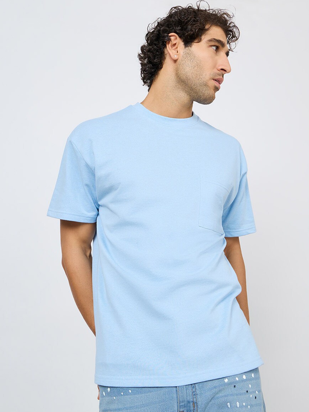 

Styli Men Eco-Earth Terry Oversized T-shirt, Blue