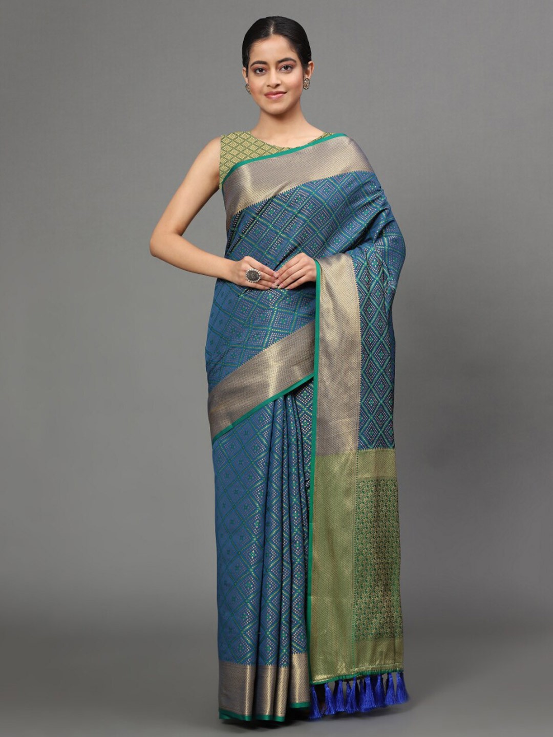 

Tasarika Ethnic Motif Woven Design Zari Patola Saree, Blue
