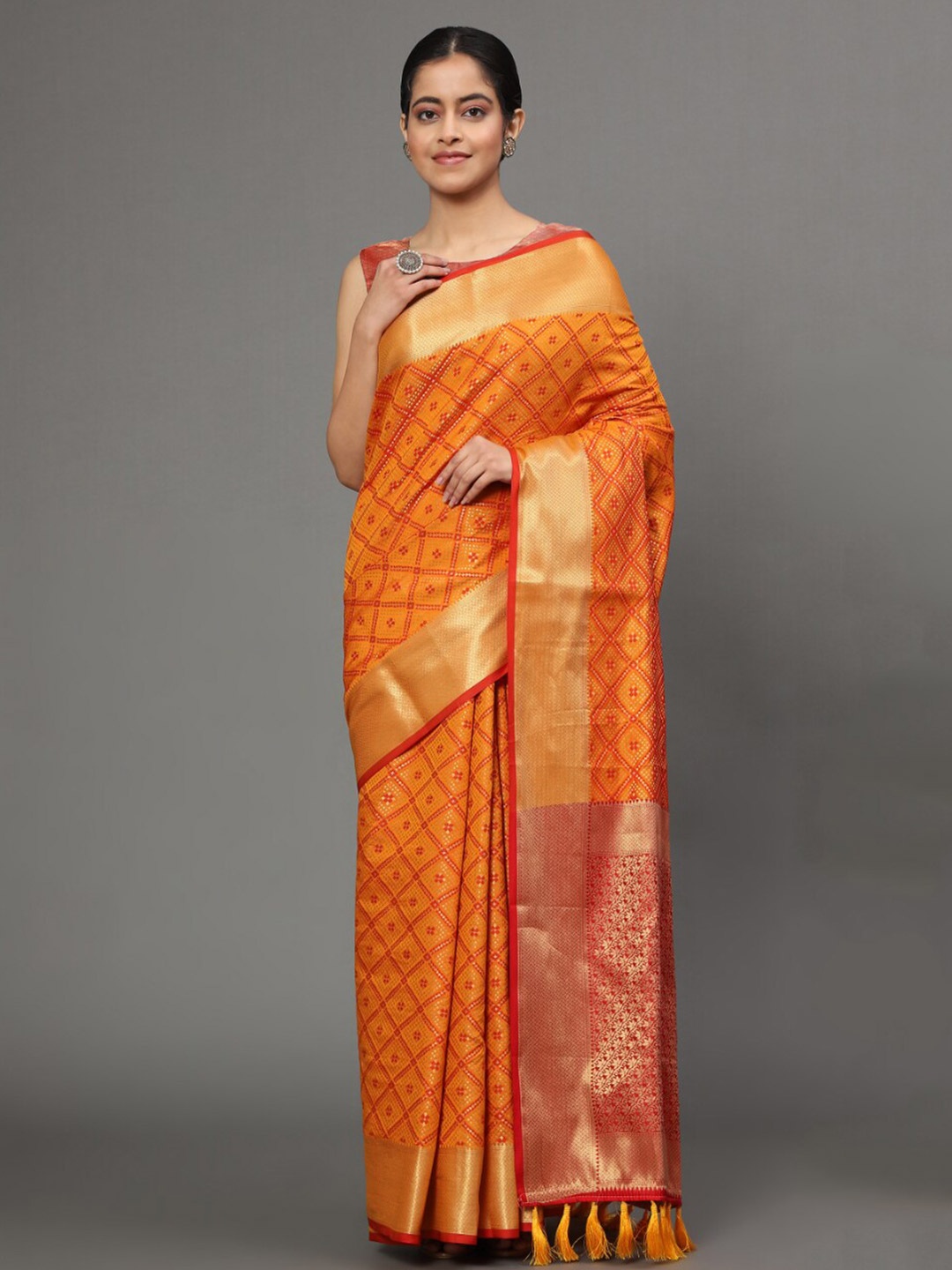 

Tasarika Ethnic Woven Design Zari Patola Saree, Mustard