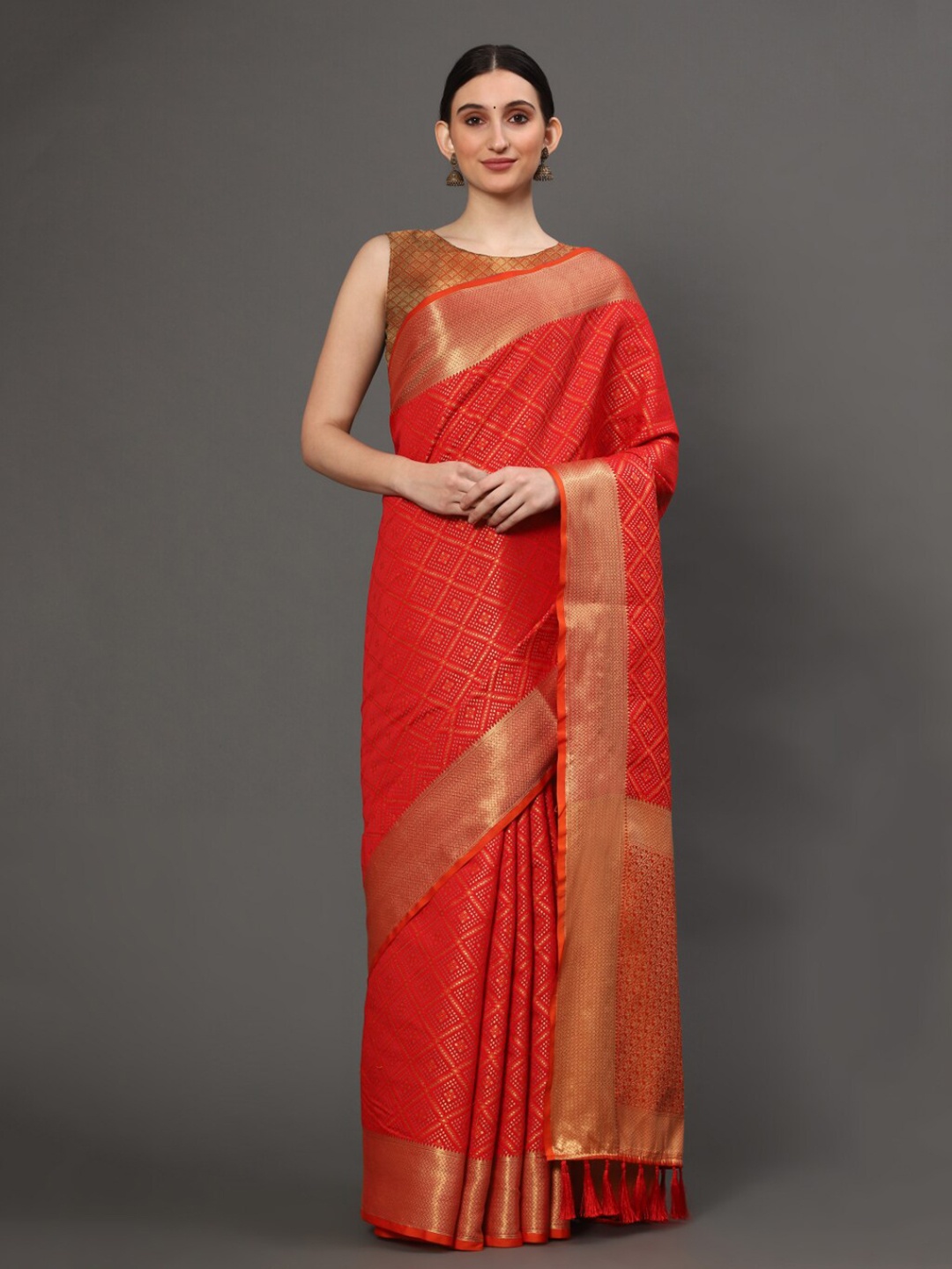 

Tasarika Ethnic Motif Woven Design Zari Patola Saree, Red