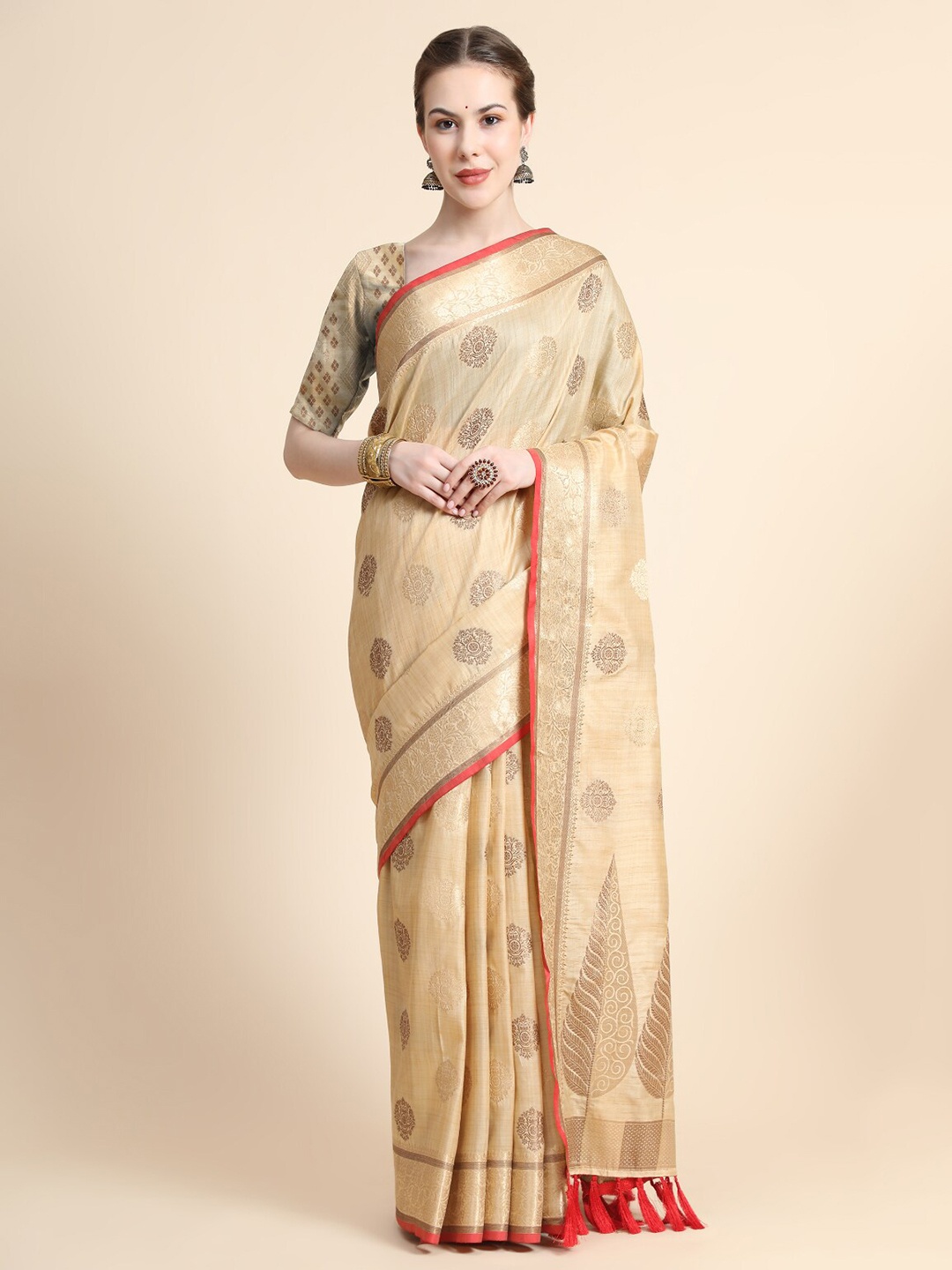 

Tasarika Ethnic Motif Woven Design Zari Tussar Saree, Cream