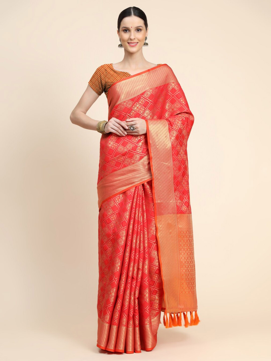 

Tasarika Ethnic Motif Woven Design Zari Patola Saree, Red