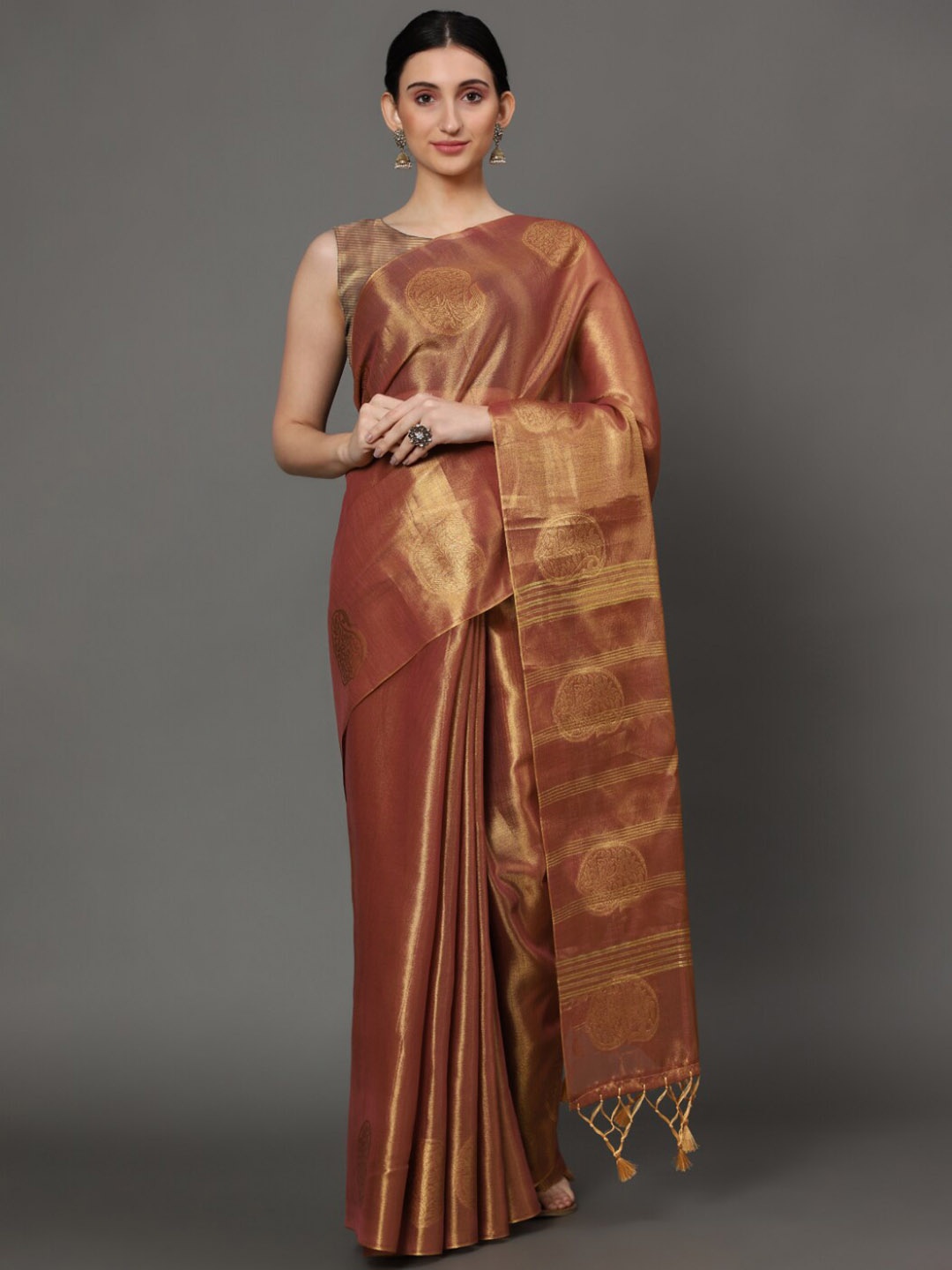 

Tasarika Zari Tissue Banarasi Saree, Copper