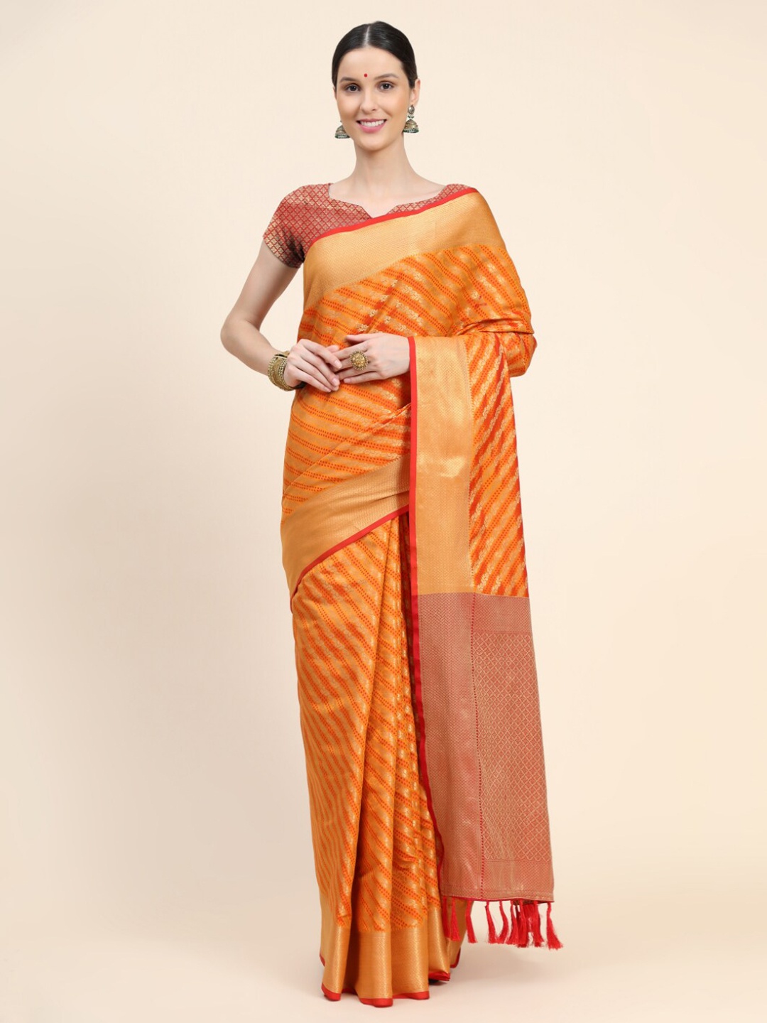 

Tasarika Floral Woven Design Zari Saree, Mustard