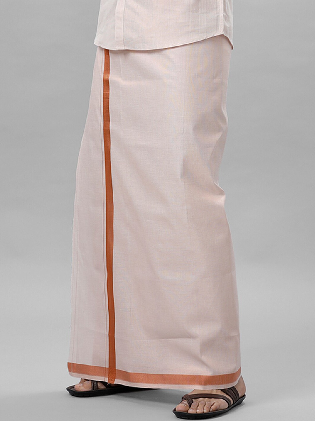 

Ramraj Men Tissue Dhoti With Jari Border, White