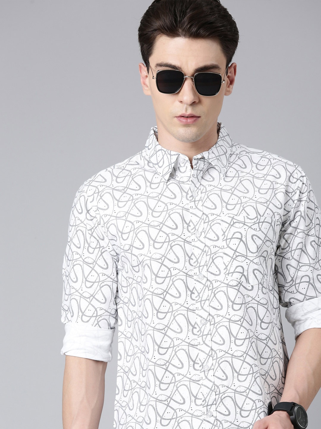 

Metronaut Men White Slim Fit Opaque Printed Casual Shirt