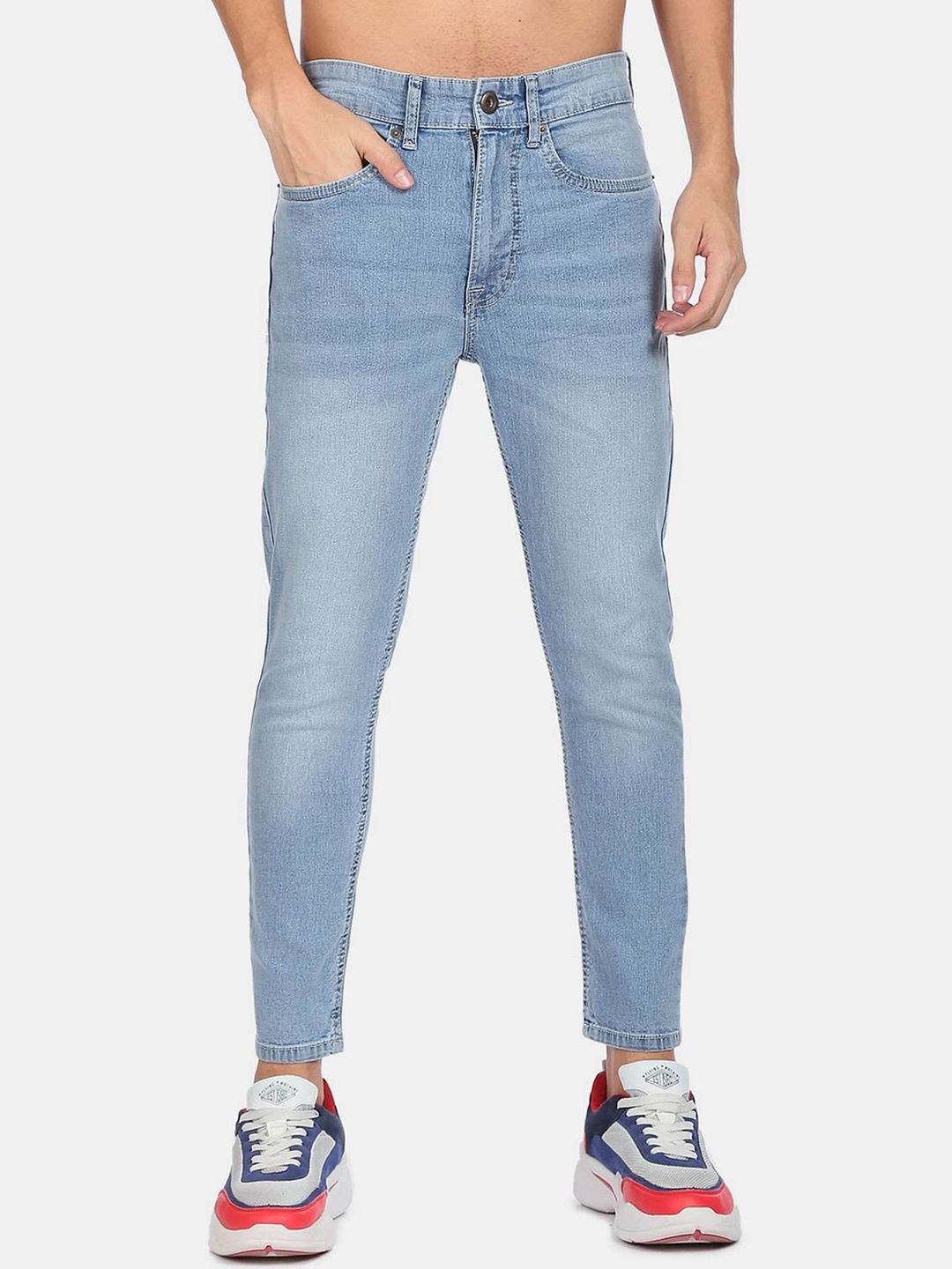 

Flying Machine Men Slim Fit Mid-Rise Light Fade Clean Look Jeans, Blue