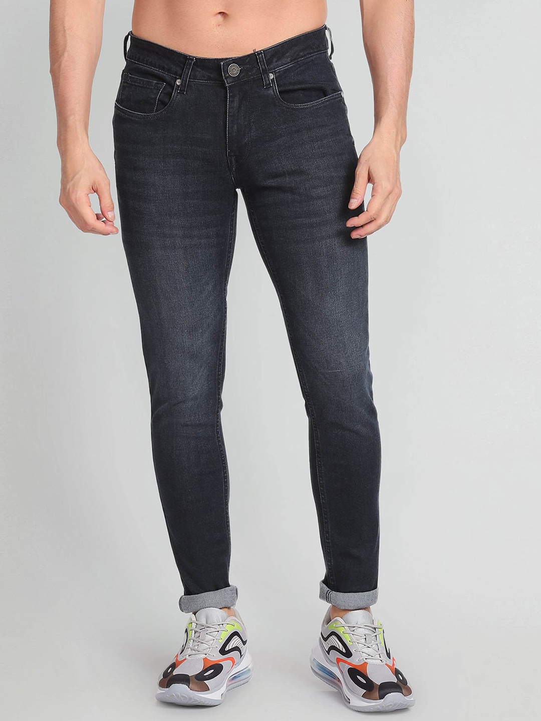 

Flying Machine Men Skinny Fit Low-Rise Clean Look Jeans, Blue