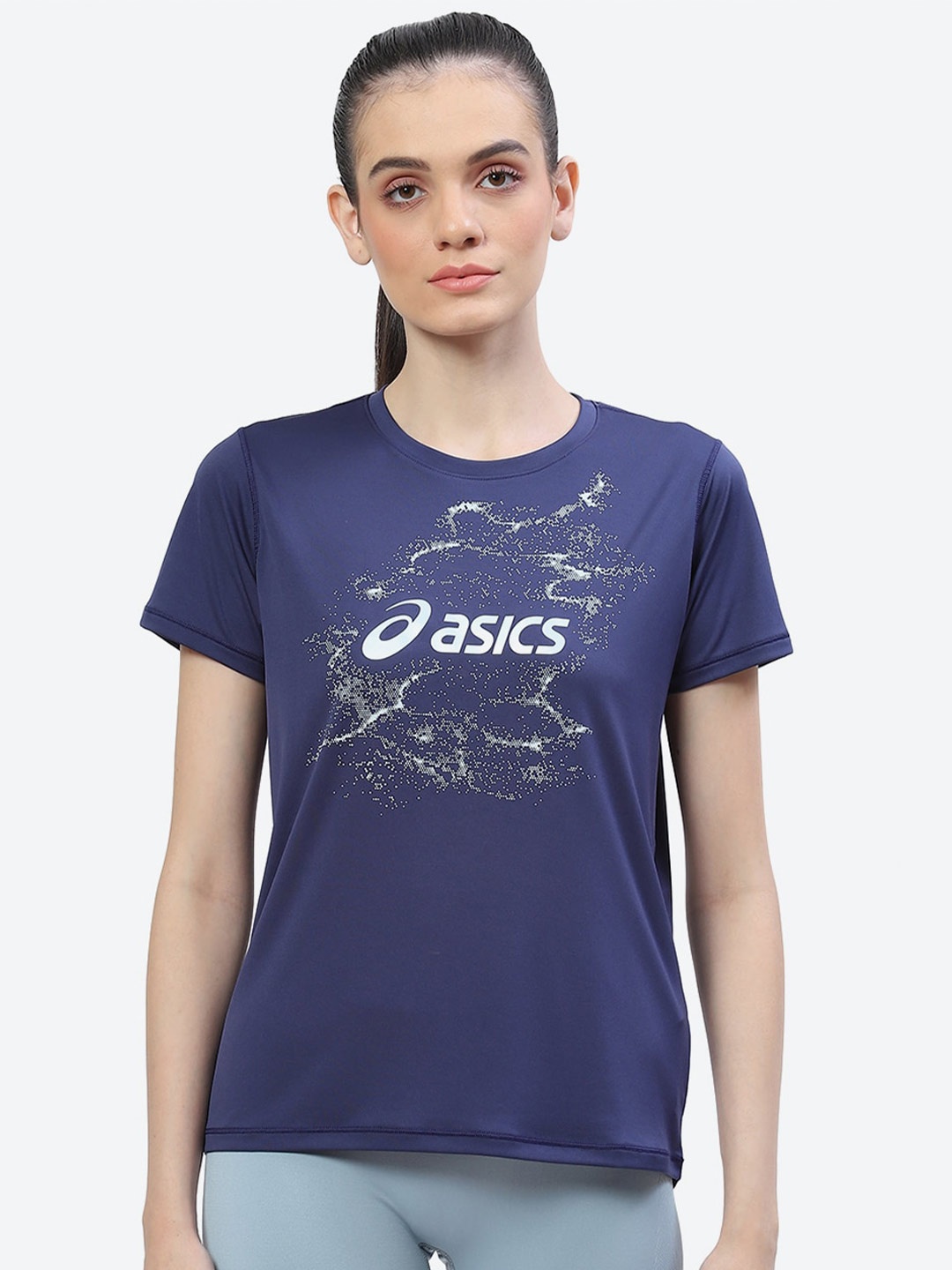 

ASICS Nagino Graphic Run SS Brand Logo Printed T-Shirt, Blue