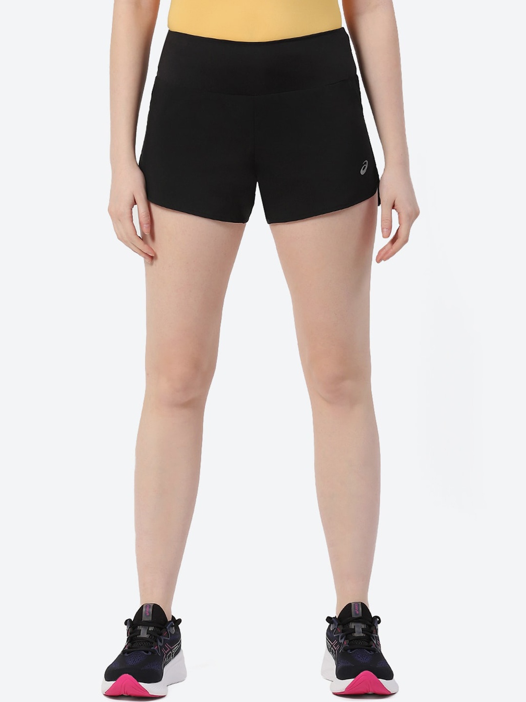 

ASICS Women Road 3.5In Brand Logo Printed Sports Shorts, Black