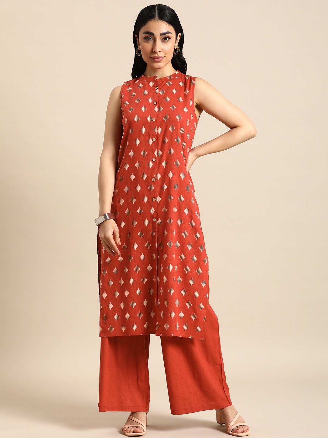 

Anouk Women Printed Regular Kurta with Palazzos, Red