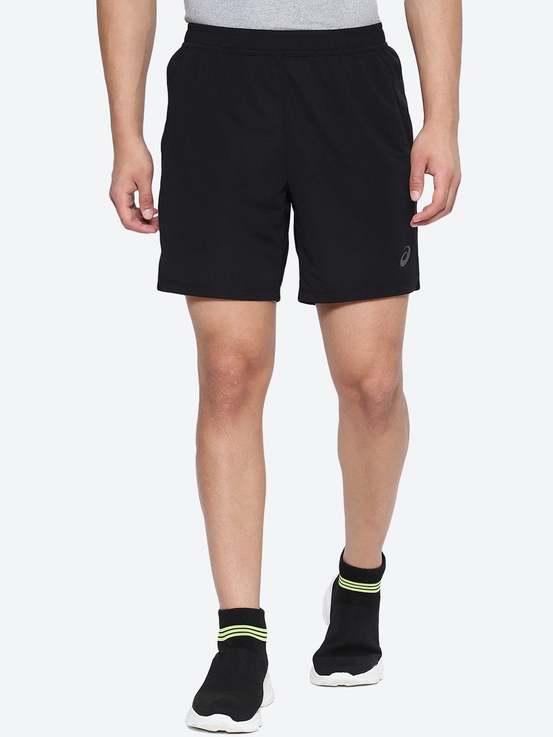 

ASICS Men 7In Knit Brand Logo Printed Shorts, Black