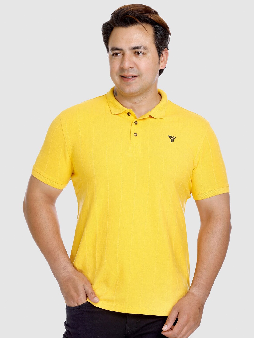 

Y&I Polo Collar Cotton T-shirt, Mustard