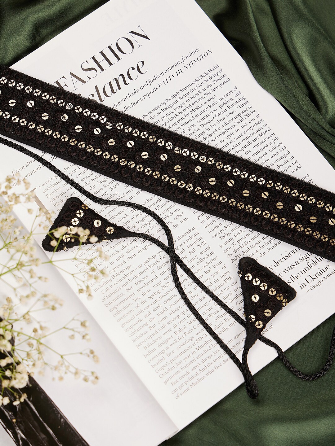 

Athena Black Embellished Ethnic Belt