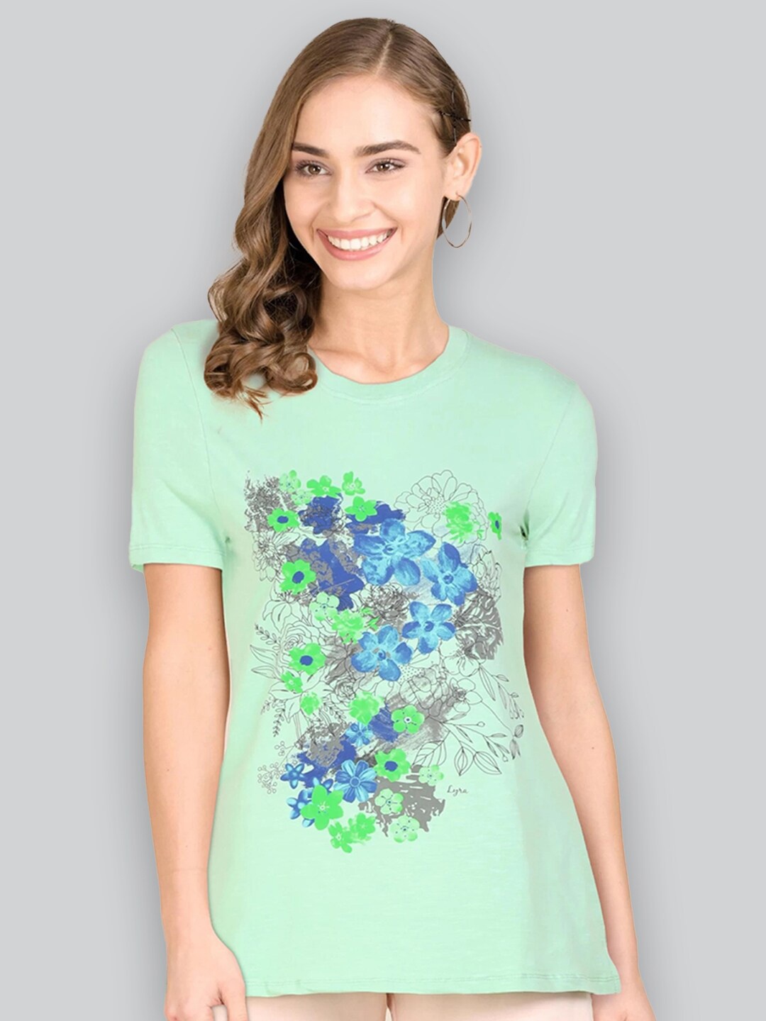 

LYRA Women Multicoloured Floral Printed Anti Odour T-shirt, Multi