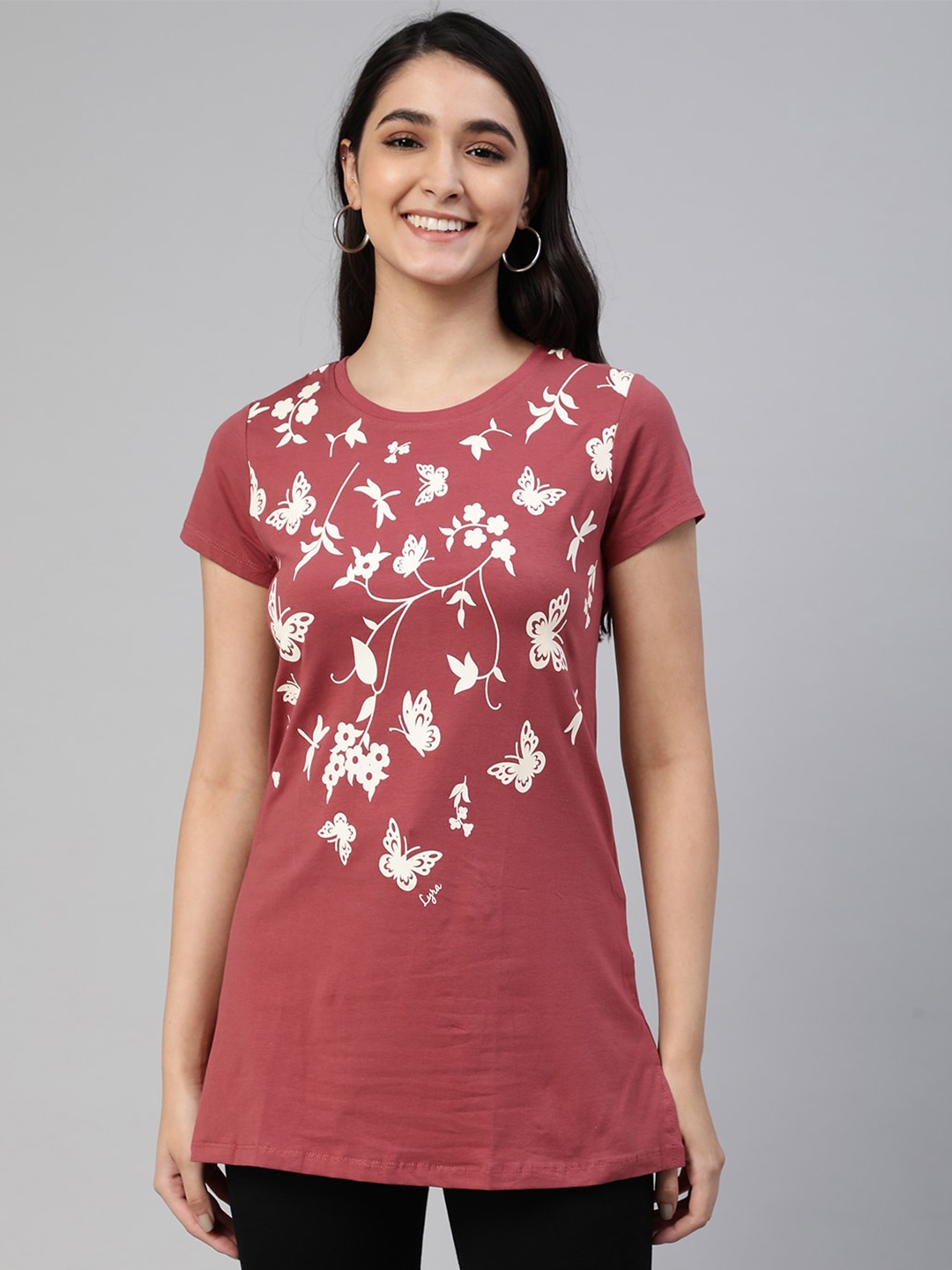 

LYRA Women Multicoloured Floral Printed Extended Sleeves Anti Odour T-shirt, Multi