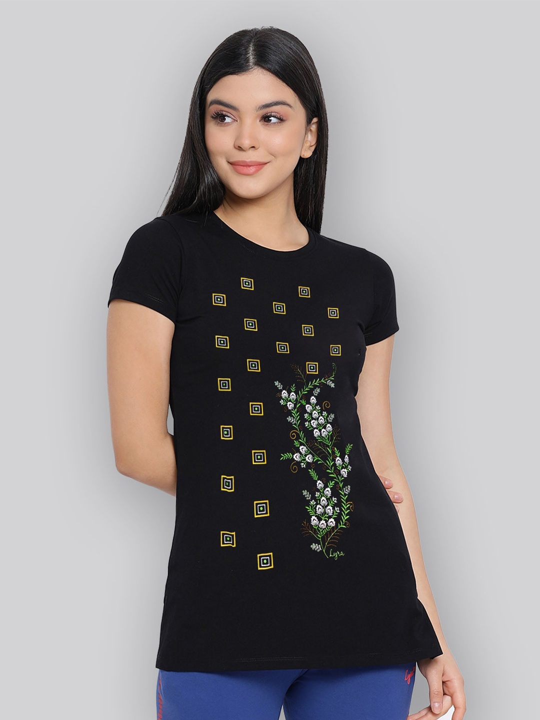 

LYRA Women Multicoloured Printed Anti Odour Cut Outs T-shirt, Multi
