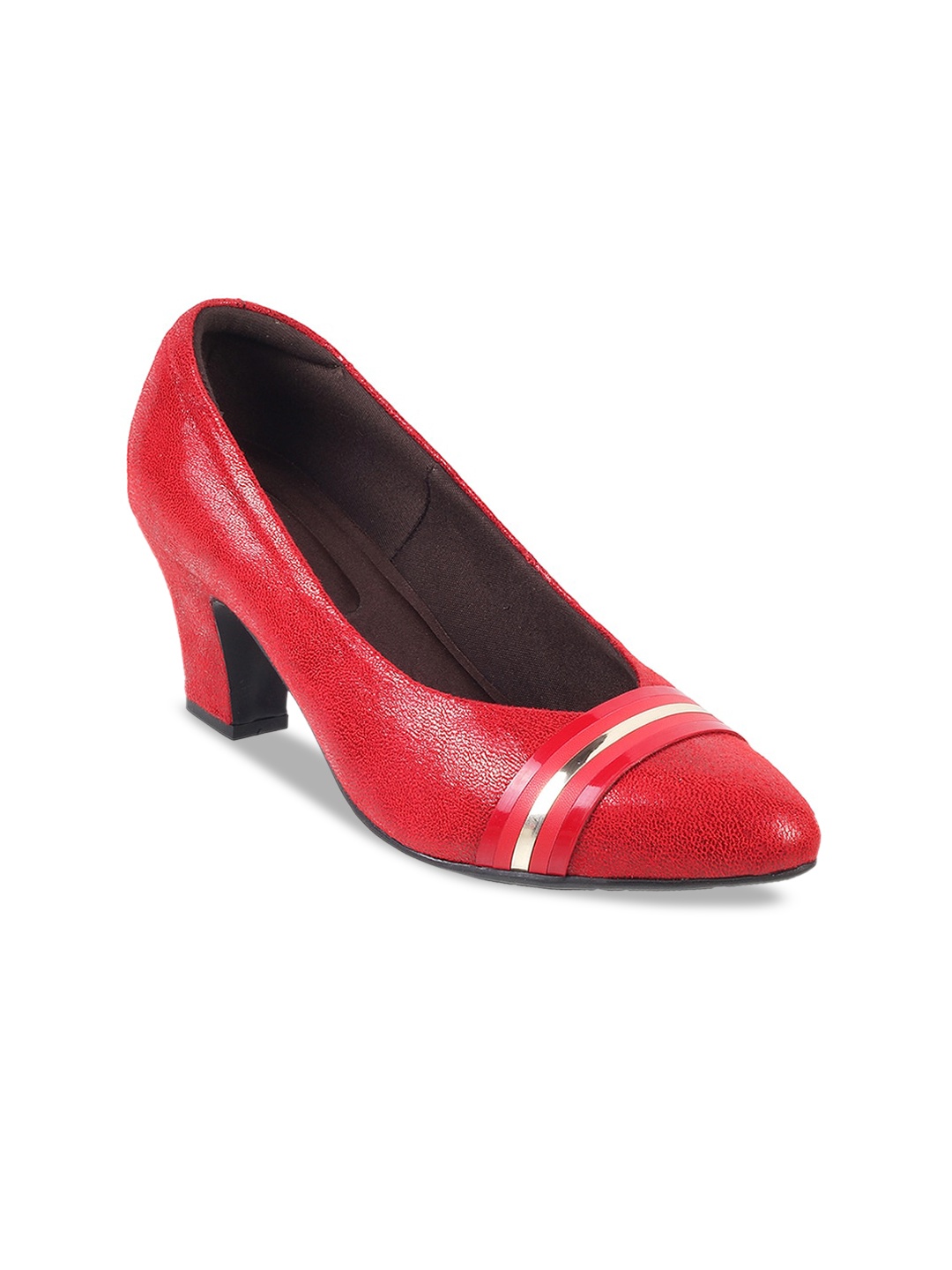 

Mochi Textured Block Heel Pumps, Red