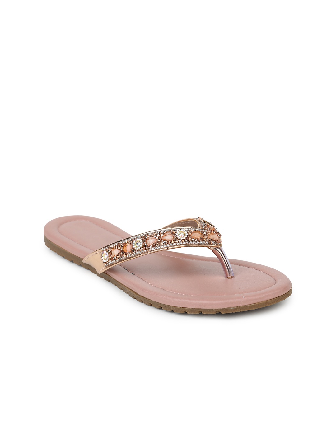 

FABBMATE Embellished Open Toe Flats, Pink