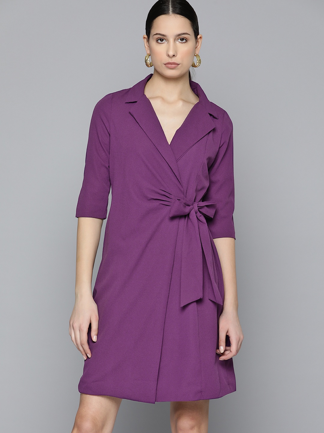 

Chemistry Formal Shirt Dress With Tie-Up Detail, Purple