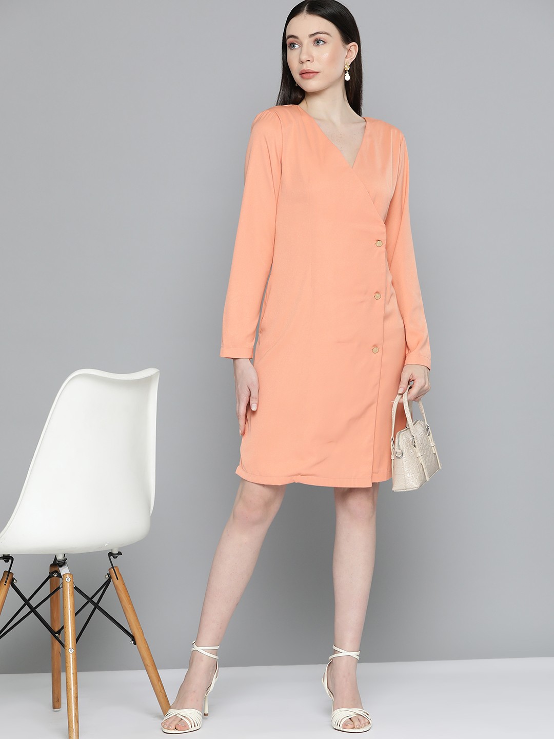 

Chemistry Formal Wrap Dress, Coral