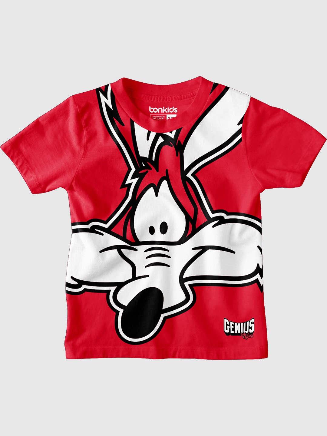 

BONKIDS Boys Humour & Comic Printed Lonny Tunes Cotton T-shirt, Red