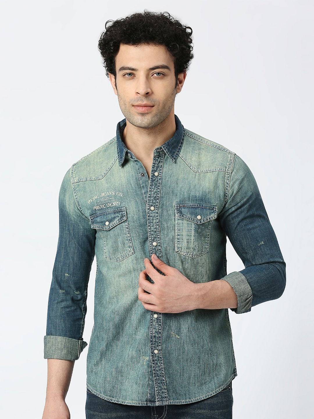 

Pepe Jeans Standard Faded Opaque Casual Cotton Shirt, Blue