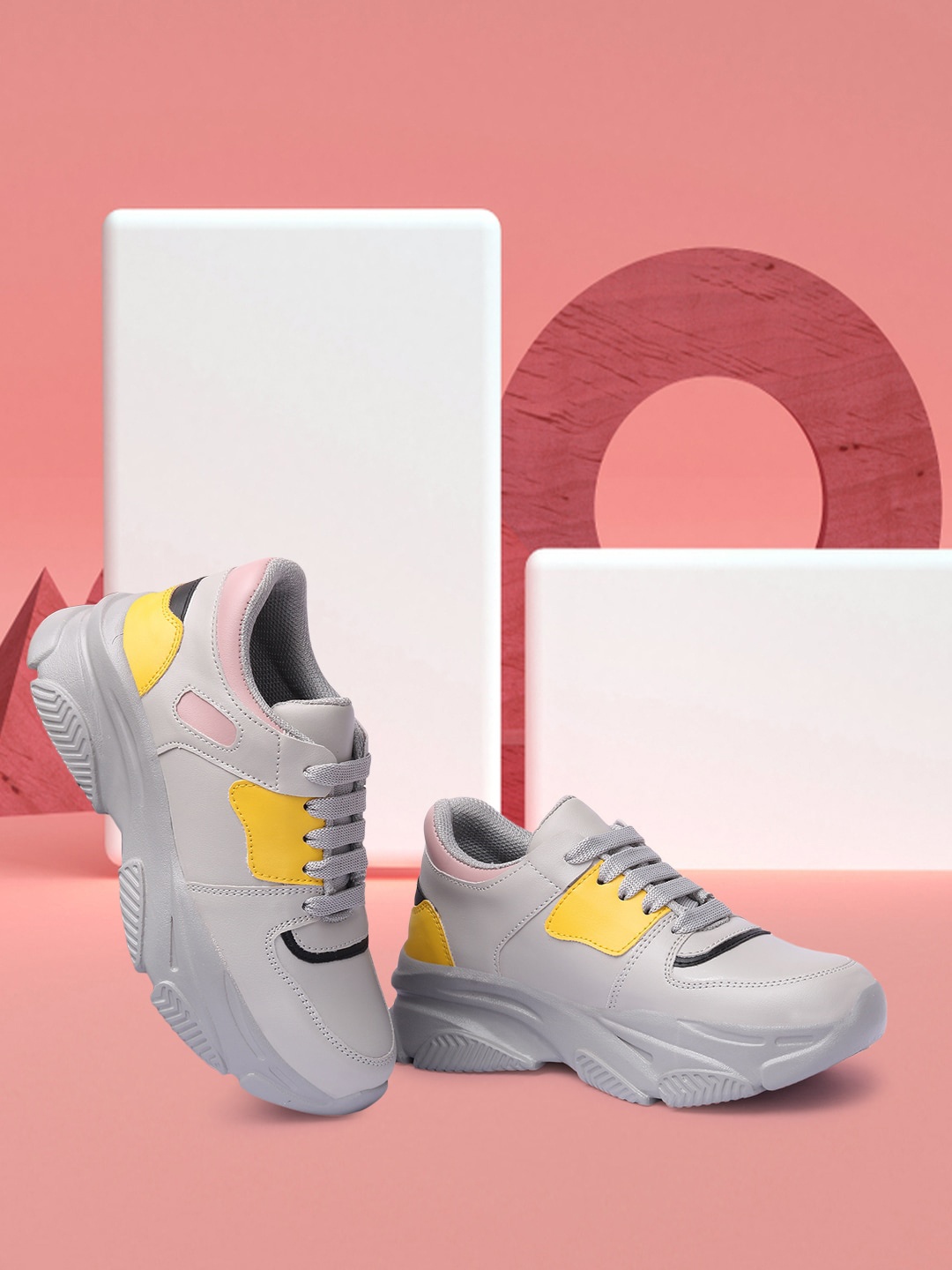 

OPHELIA Women Colourblocked Lightweight Sneakers, Grey