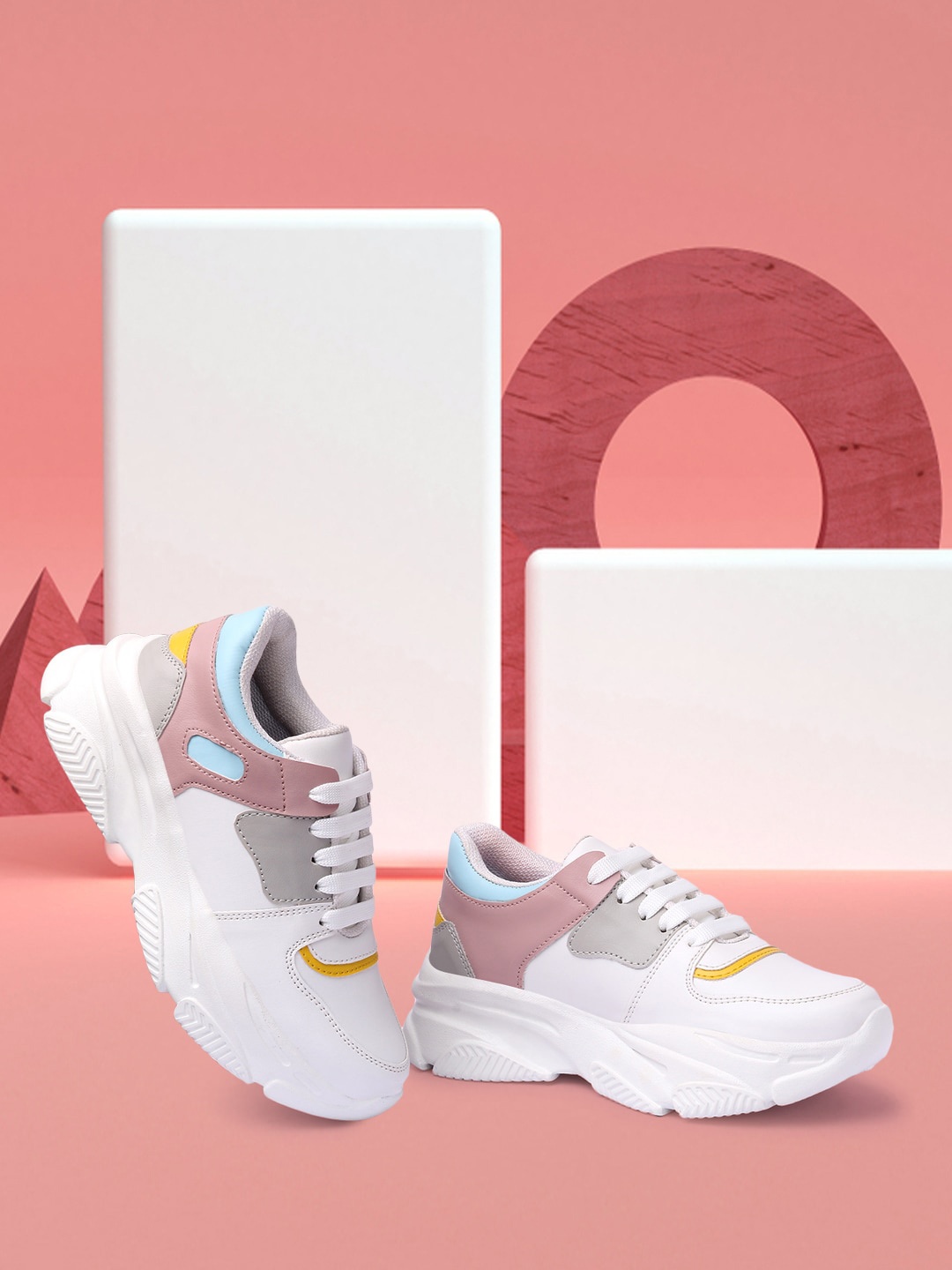 

OPHELIA Women Colourblocked Lightweight Sneakers, White