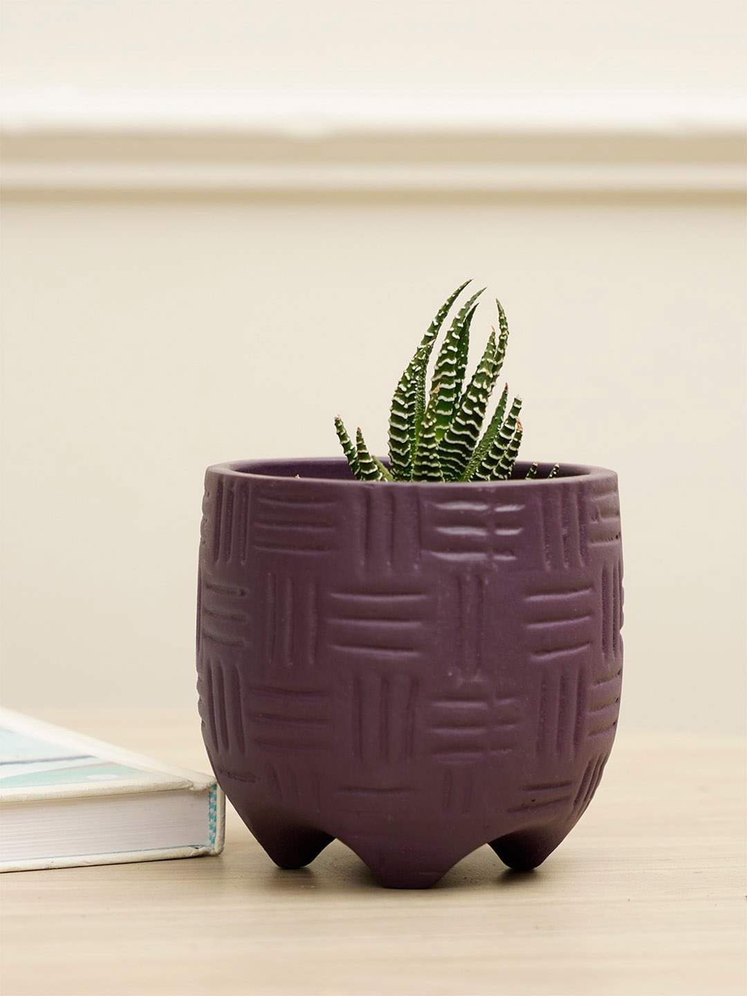 

PUREZENTO Purple Textured Terracotta UV Stable Planter