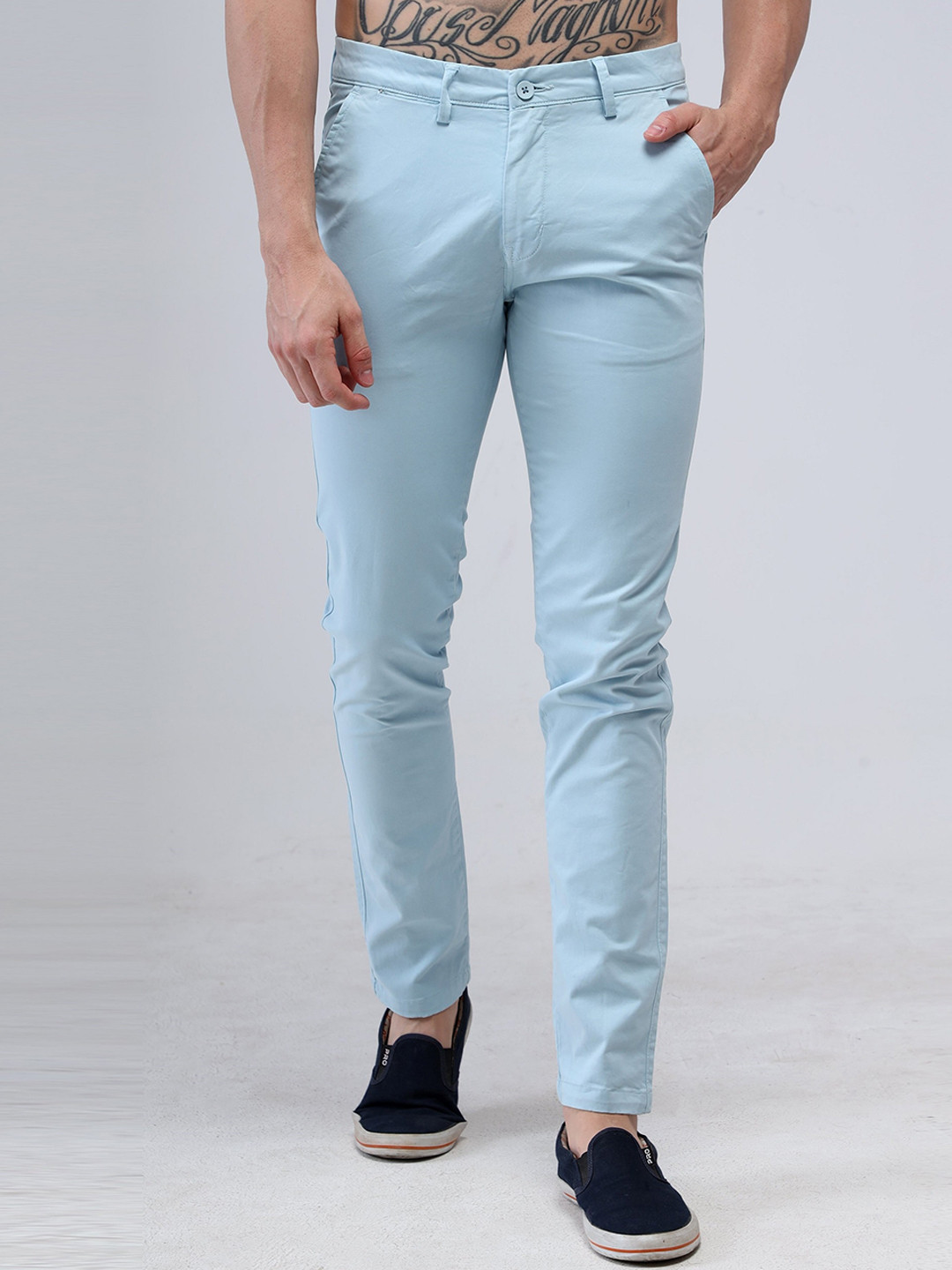 

Reslag Men Smart Slim Fit Cotton Chinos, Turquoise blue