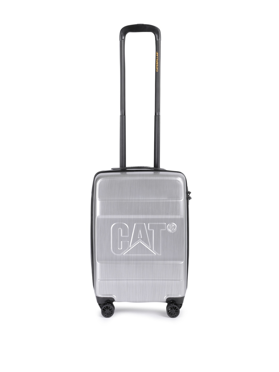 

CAT Brand Logo Detail 360 Degree Rotation Hard Cabin-Sized Trolley Bag 34 L, Silver