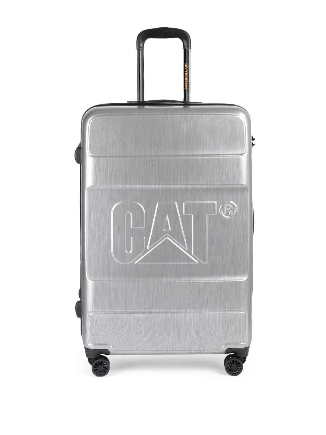 

CAT Brand Logo Detail 360 Degree Rotation Hard Large-Sized Trolley Bag 92 L, Silver