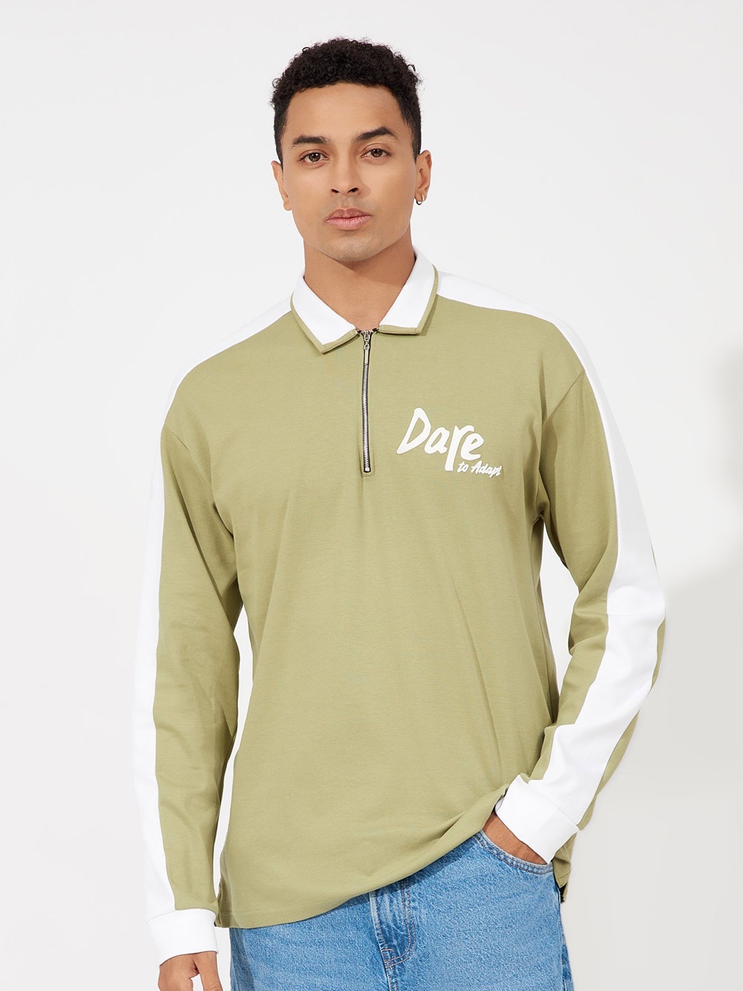 

Maniac Polo Collar Oversize Cotton Oversized Fit T-shirt, Green