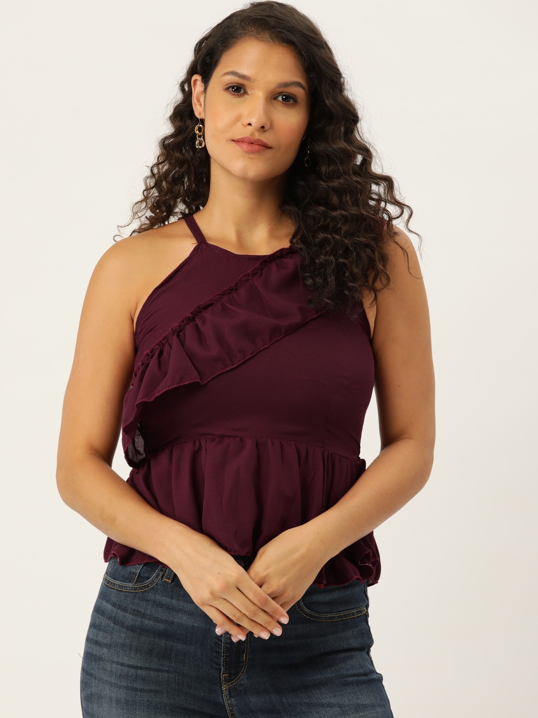 

Belle Fille Burgundy Crepe Top