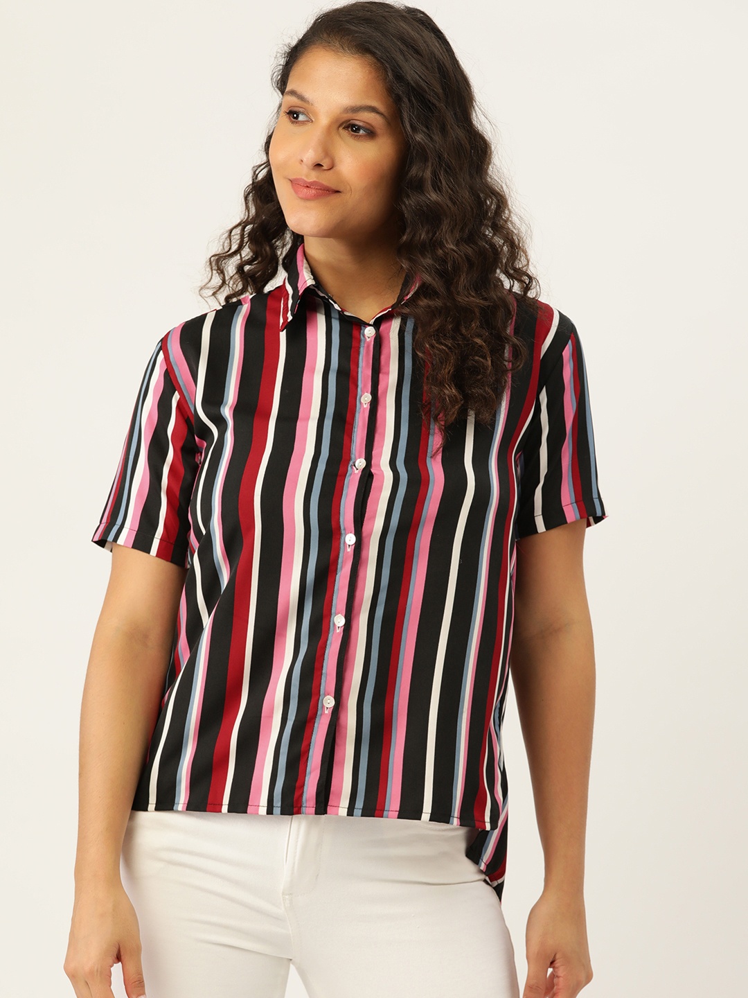 

Belle Fille Black Striped Crepe Top