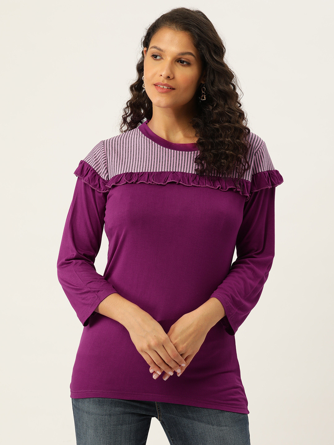 

Belle Fille Purple Striped Top