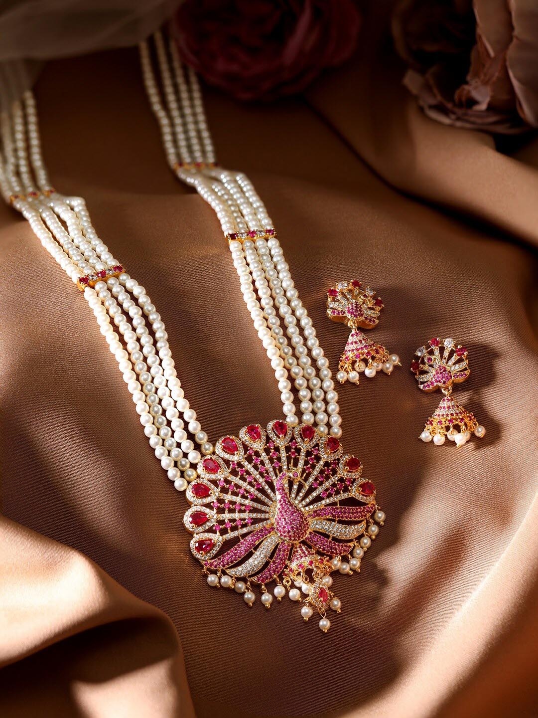 

Rubans Gold-Plated CZ-Studded & Kundan-Beaded Jewellery Set