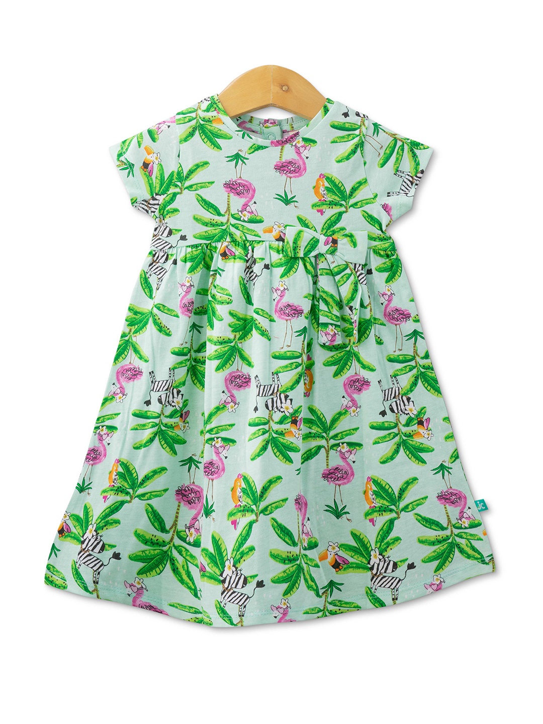 

JusCubs Girls Tropical Print Fit & Flare Dress, Green